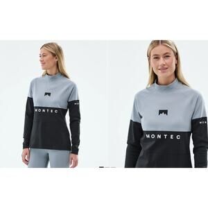 Montec Base Layer Womens XS Snowboard Ski Mock Neck Gray Black Warm NWT